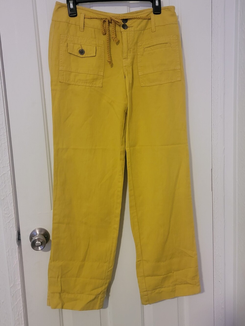 Anthropologie Hei Hei Cotton/linen Blend pants. Vibrant mustard yellow Size 8